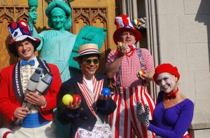 Circus Performers, Mimes, Jugglers, Stilt walkers, Lady Liberty